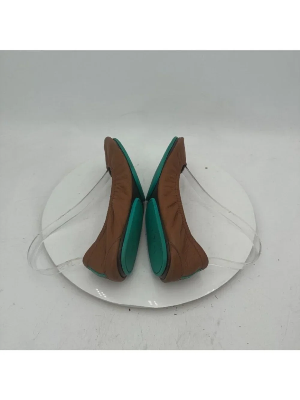 Tieks By Gavrieli Women Size 8 Brown Leather Teal Accents Ballet Women Flat Shoe